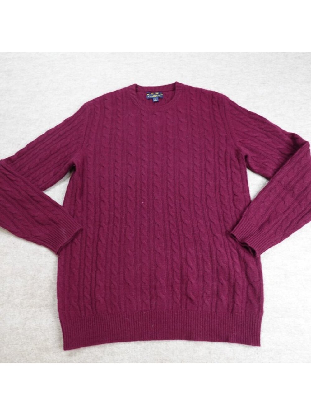 Club Room Mens Sweater Medium Red Cashmere Crew Neck Cable Knit